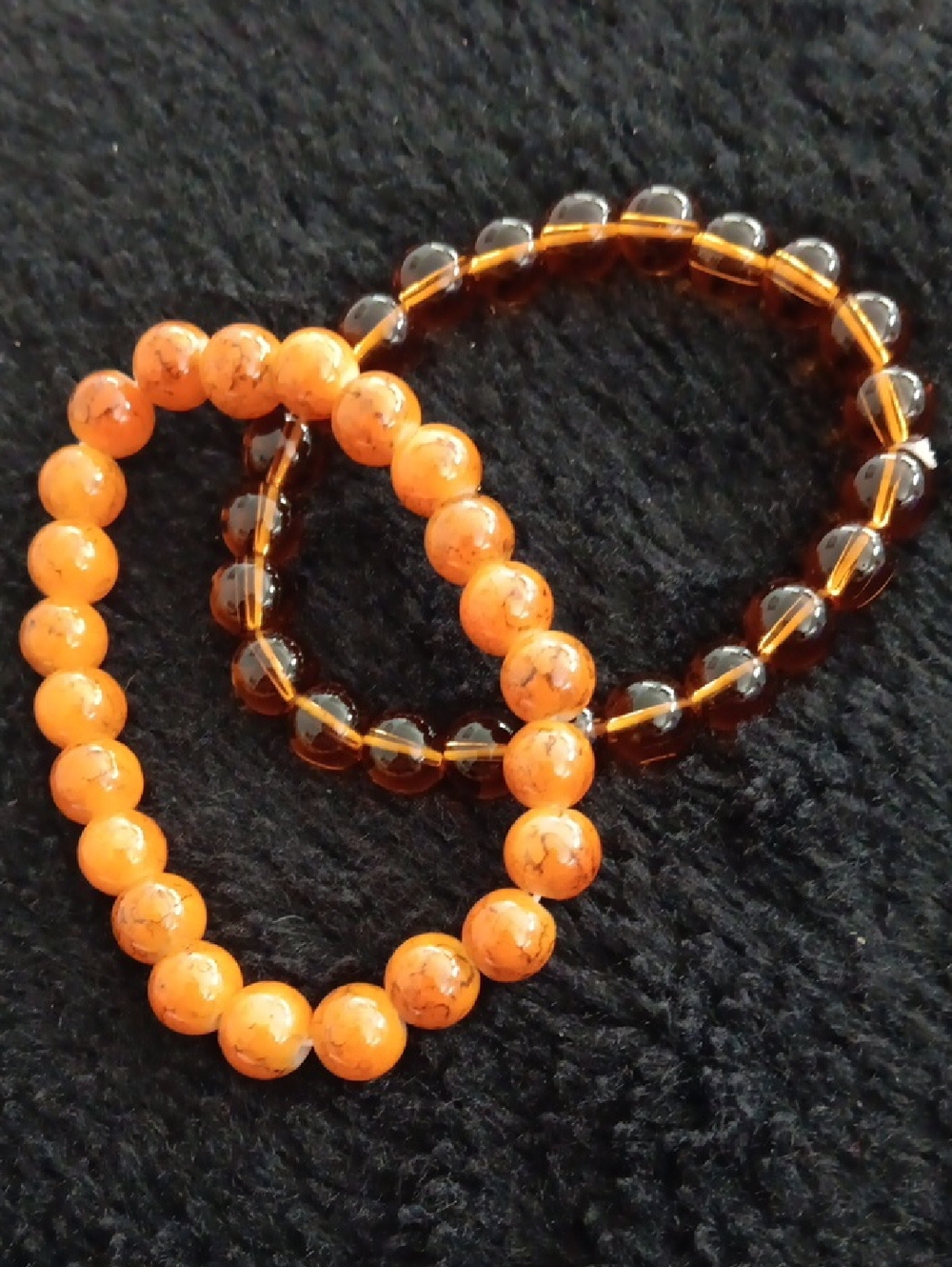 Orange & Brown Beaded Stretch Bracelet Set